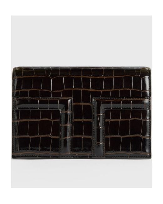 Totême Black Totême T-Flap Embossed Crossbody Bag