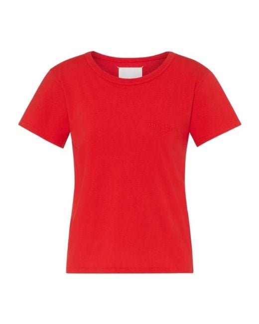 Maison Margiela Red Logo Detail T-Shirts