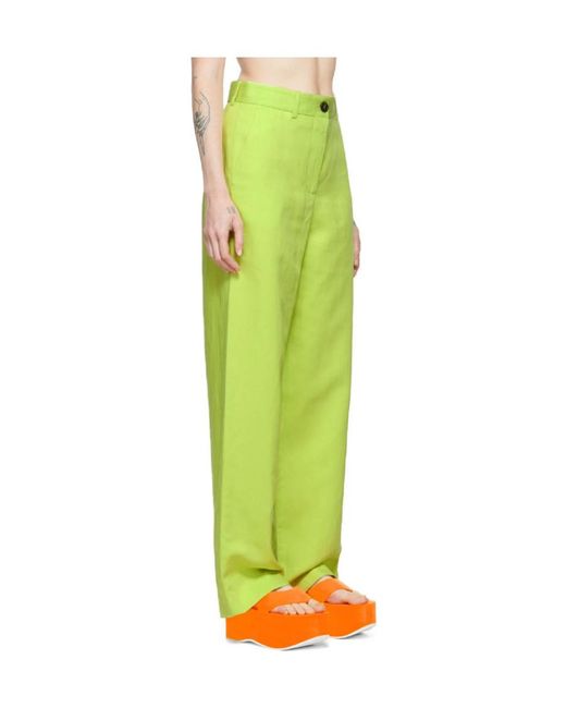 MSGM Green Logo Casual Pants