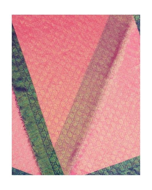 Gucci Pink Gg Supreme Iridescent Scarf