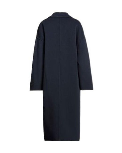Brunello Cucinelli Blue Minimal Double-Breasted Wool Coat for men