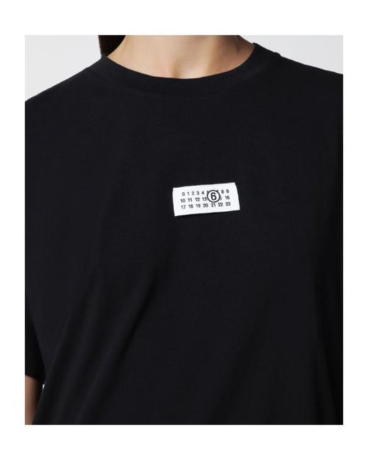 MM6 by Maison Margiela Black Logo-Printed Crewneck T-Shirt