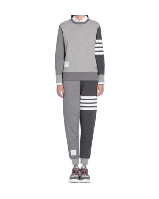 Thom Browne Gray 4-Bar Crewneck Sweatshirt