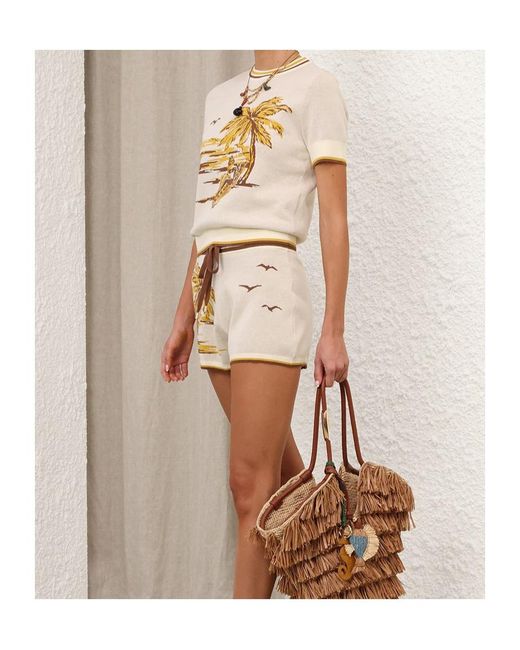 Zimmermann White Daylightpam-Tree Jacquard T-Shirt