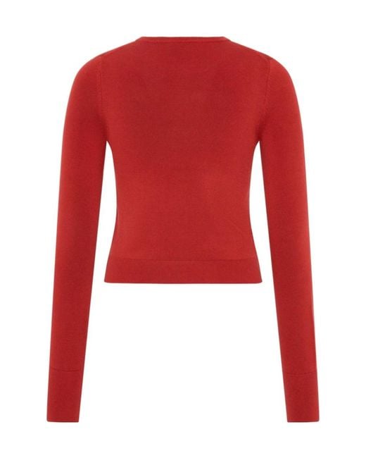 St. Agni Red Round-Neck Long-Sleeve Knitted Sweater