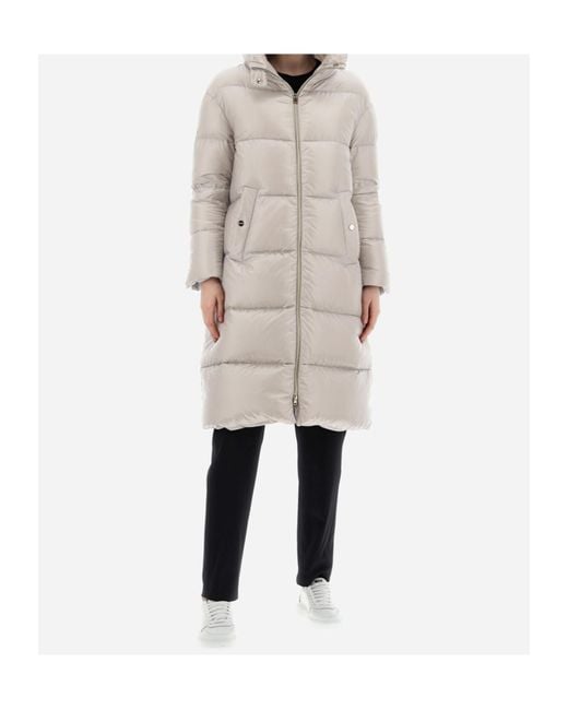 Herno Gray Padded Zip-Up Long Coat