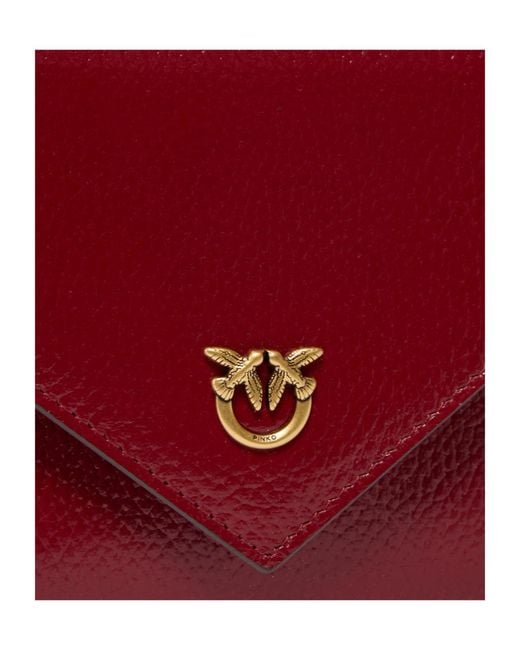 Pinko Red Love Birds Logo Detailed Clutch Bag