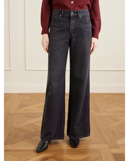 Veronica Beard Blue Kasey Mid-Rise Wide-Leg Jeans