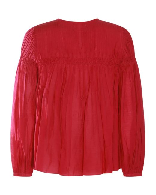 Isabel Marant Red Isabel Marant Étoile Pleat Detailed Buttoned Blouse