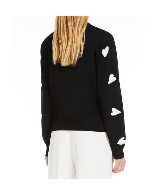 Max Mara Black Heart-Pattern Wool Sweater