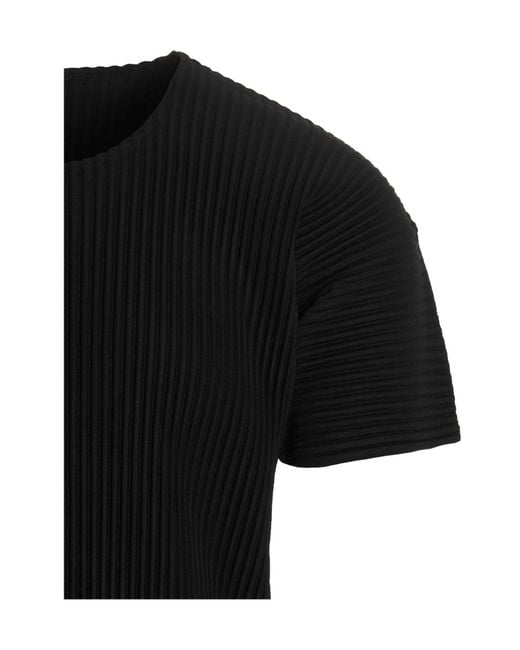 Homme Plissé Issey Miyake Black Homme Plissé Issey Miyake Pleated Crewneck T-Shirt for men