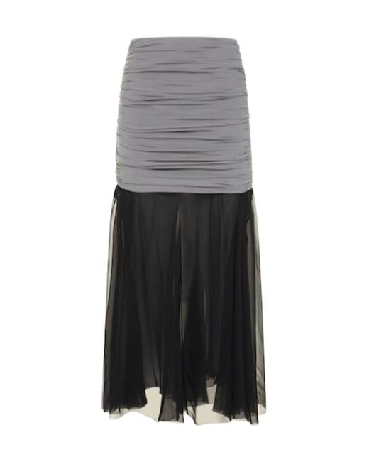 Tory Burch Gray Gathered Silk Skirt