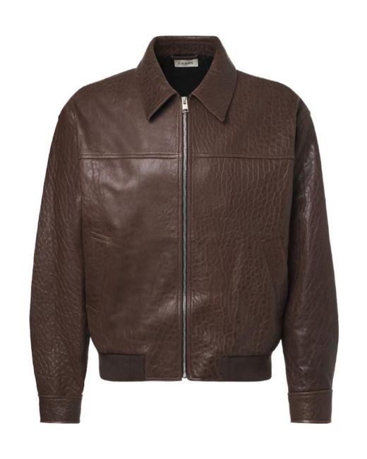 FRAME Brown Leather Bomber Jacket for men