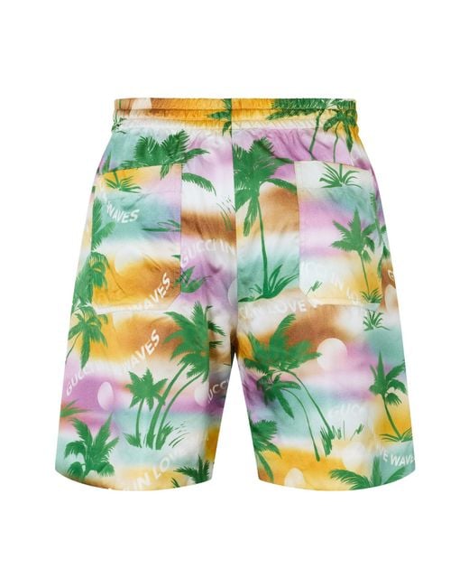 Gucci Green Printed Shorts for men