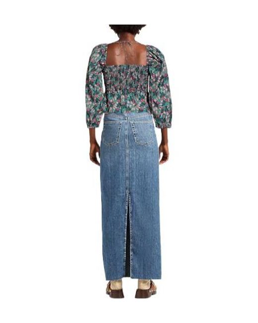 Weekend by Maxmara Blue Floral Square Neck Top
