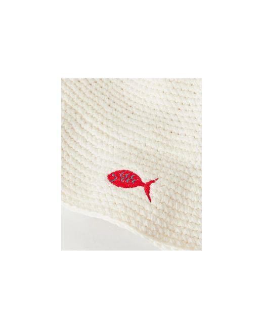 Staud White Crocheted Logo-Embroidered Cotton Hat