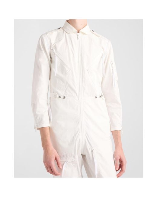 Prada White Long-Sleeved Zipped Jumpsuit for men