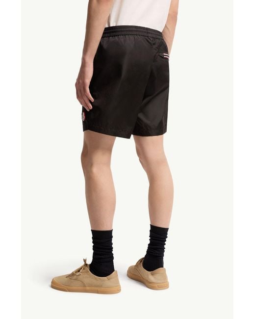 Moncler Black Logo Patch Drawstring Swim Shorts for men