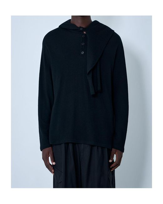 Yohji Yamamoto Blue Hooded Sweater for men