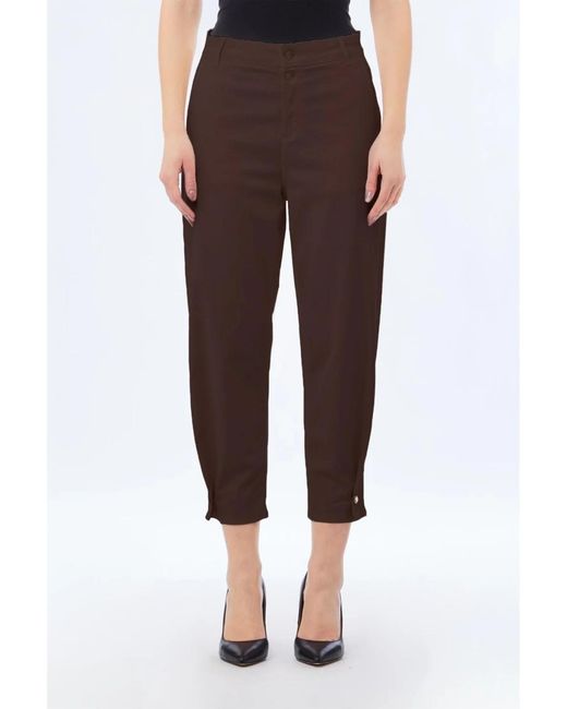 Liu Jo Brown Rear Logo Detail Button Balloon Trousers