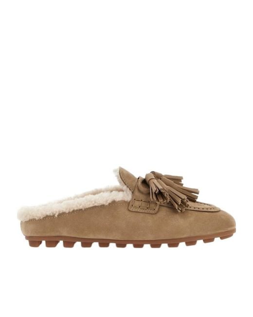 Hogan Brown Slip-On Flat Shoes