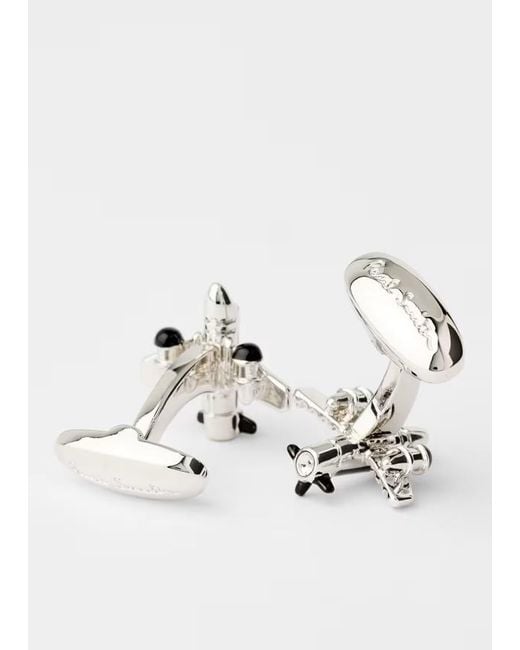 Paul Smith White Airplane Cufflinks for men