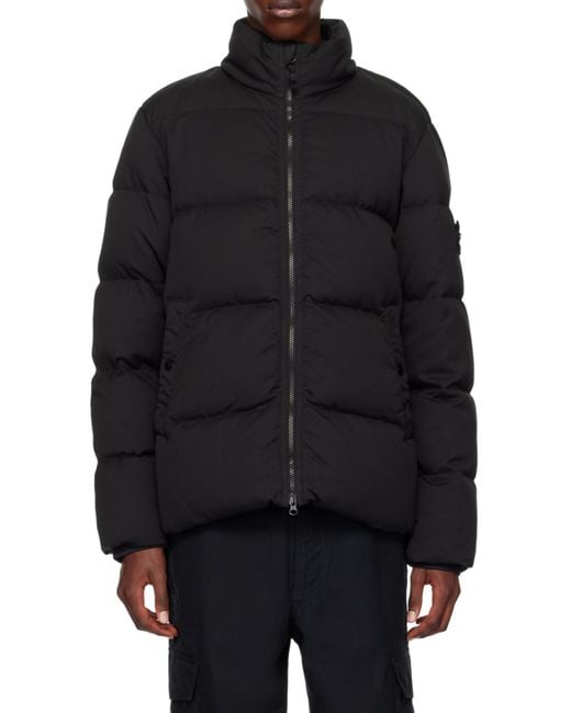 Stone Island Black Logo Patch Zipped Padded Jacket for men