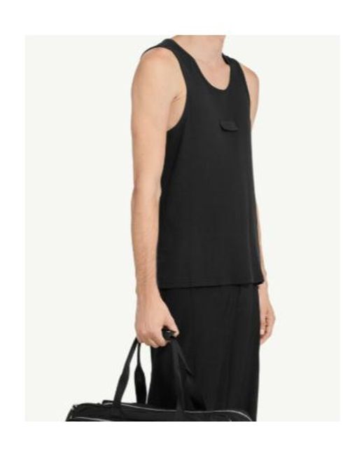 MM6 by Maison Margiela Black Logo-Patch Tank Top for men