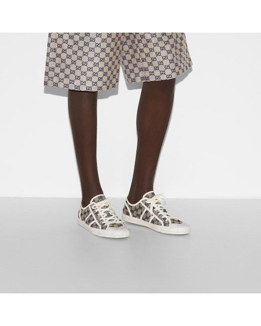 Gucci White Gg-Print Low-Top Sneakers for men