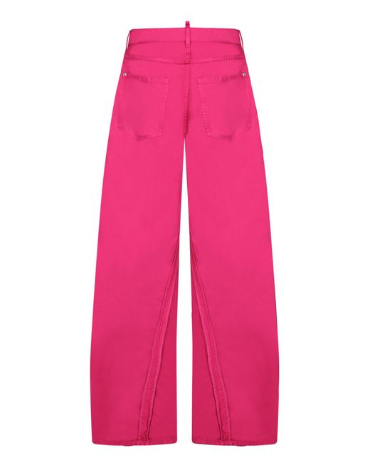 DSquared² Pink Appliquéd Wide-Leg Pants