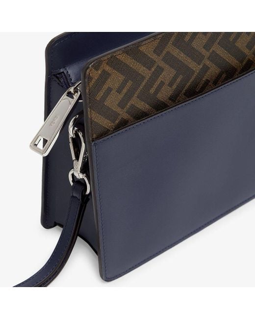 Fendi Blue Squared Ff Standing Clutch Bag for men