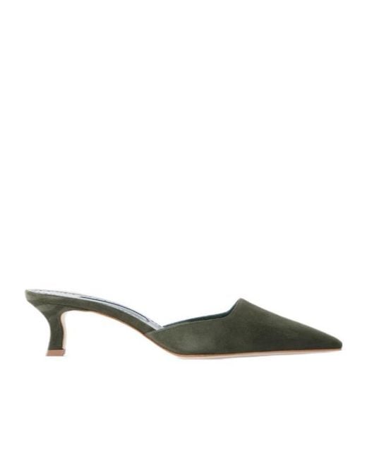 Manolo Blahnik Multicolor Suede Mules