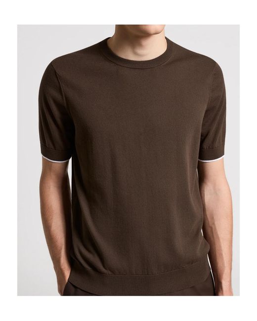 Peserico Brown Short-Sleeved Crewneck Jumper for men