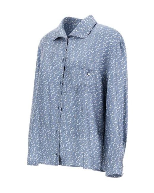 Herno Blue Printed Long Sleeved Shirt