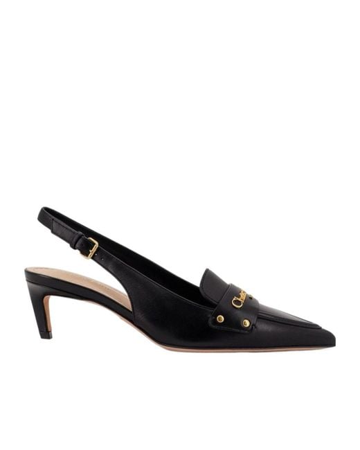Dior Black Christian Logo Lettering Pointed Toe Pumps