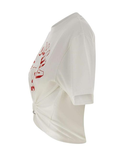 Rabanne White Rabanne Pacomania Cropped Ruched T-Shirt