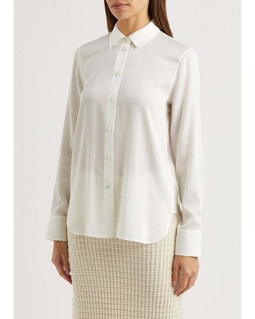 Vince White Stretch-Silk Shirt