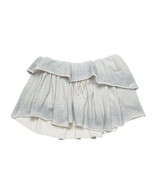 Acne White Drawstring Mini Skirt