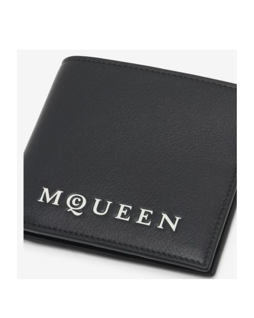 McQueen Black Logo Plaque Bi-Fold Wallet for men