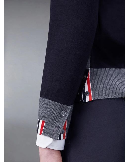 Thom Browne Blue Panelled Button-Up Cardigan for men