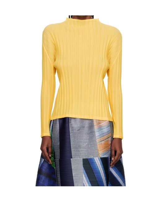 Pleats Please Issey Miyake Yellow Rib Pleats January Knitwear