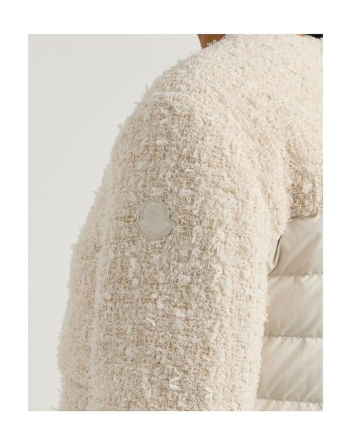 Moncler Natural Dauphin Logo Tweed And Shell Jacket