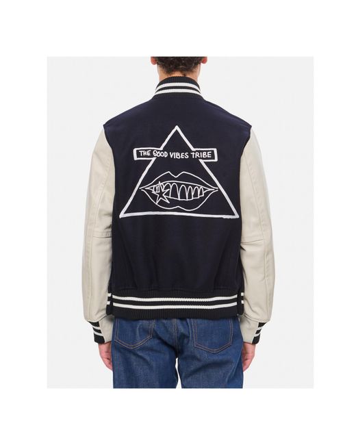 Sacai Blue Gonz-Appliqué Bomber Jacket for men