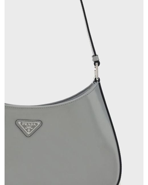 Prada Gray Logo Shoulder Bag