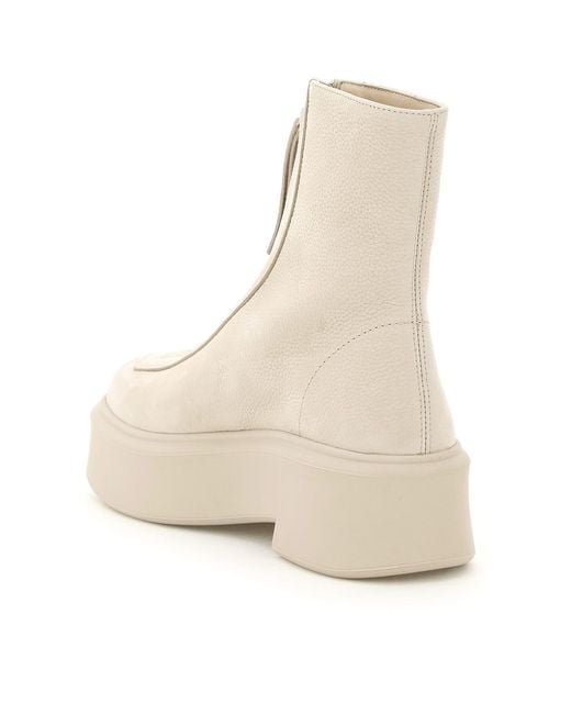 The Row Natural Front-Zipped Ankle Boots