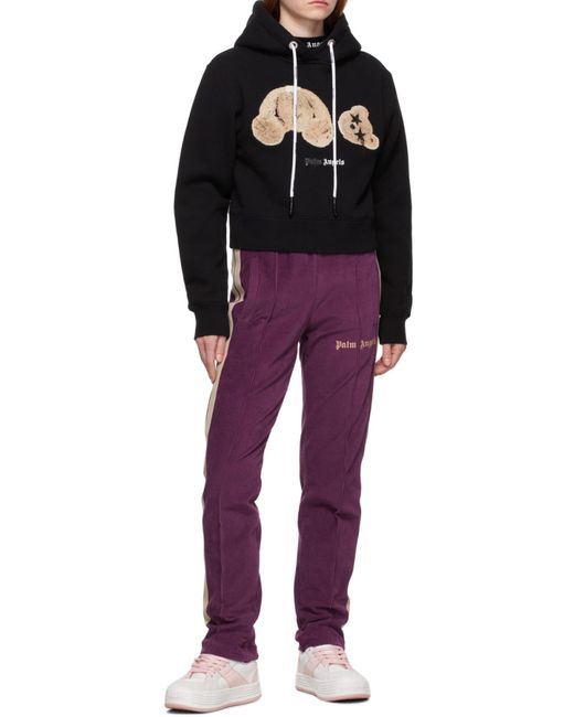 Palm Angels Black Sprayed Bear Logo Hoodie