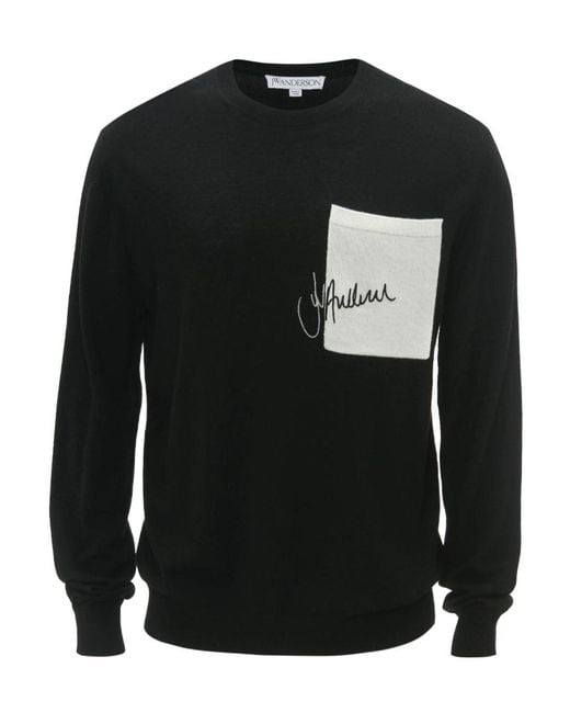 J.W. Anderson Black Jw Anderson Logo Embroidered Knit Jumper for men