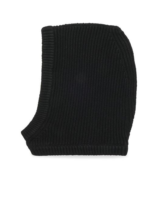 Rick Owens Black Ribbed-Knit Balaclava