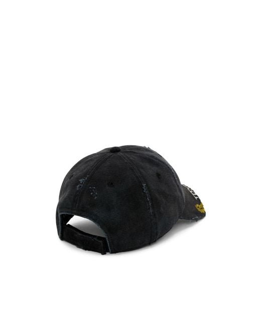 Martine Rose Black Distressed Curved Peak Cap for men