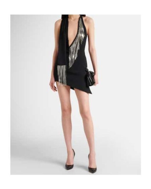 David Koma Black Metal-Trimmed Midi Dress